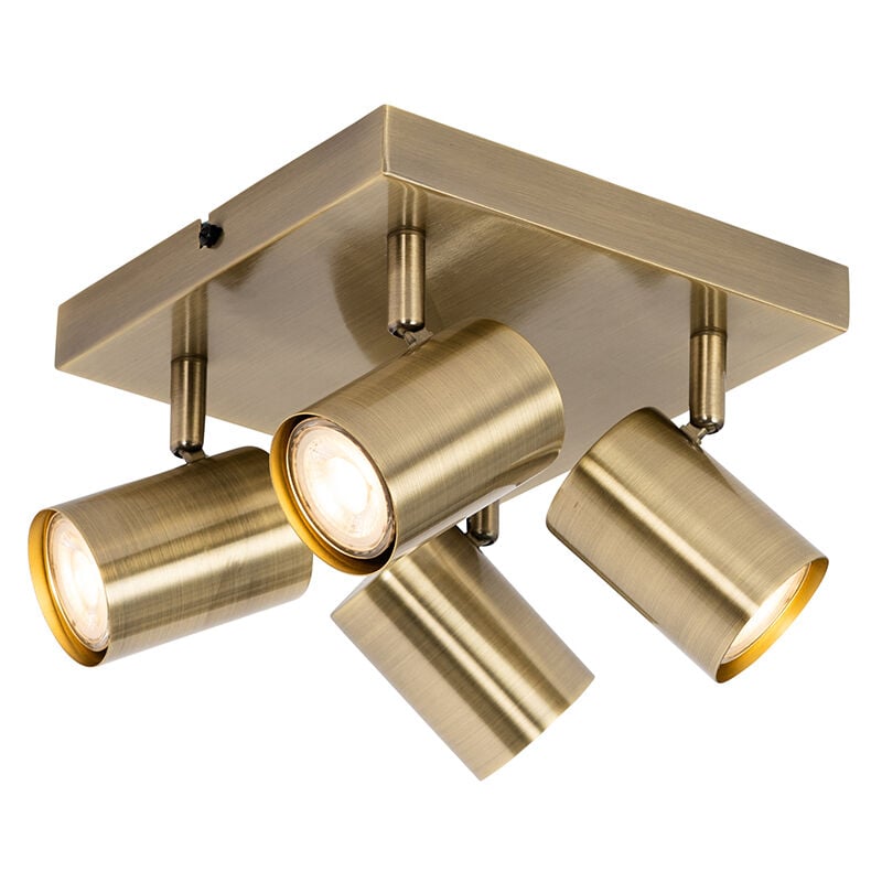 Qazqa - jeana - Spot plafond, plafonnier - 4 lumière - l 20 cm - Bronze - Moderne - éclairage intérieur - Salon i Chambre i Cuisine i Salle à manger