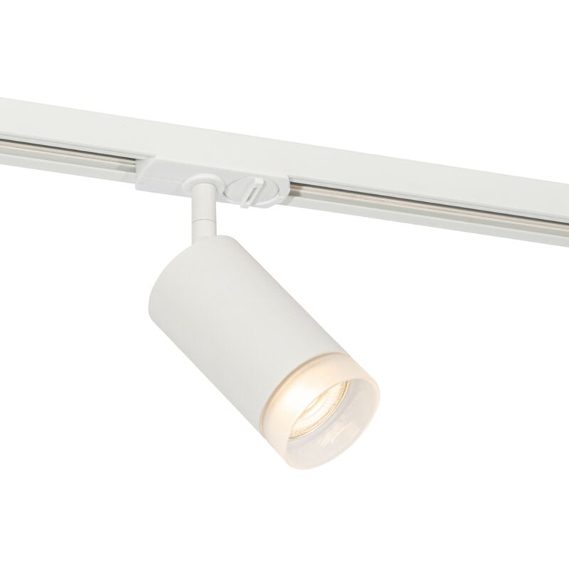 Qazqa - jeana - Système de rail spot luminaire plafond, plafonnier compatible pour led - 1 lumière - ø 6 cm - Blanc - Moderne - éclairage intérieur
