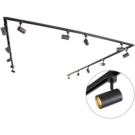 QAZQA jeana - Système de rail spot luminaire plafond, plafonnier compatible pour led - 14 lumière - L 753 cm - Noir - Moderne - éclairage intérieur - Salon I Chambre I Cuisine I Salle à manger