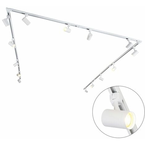 QAZQA jeana - Système de rail spot luminaire plafond, plafonnier compatible pour led - 14 lumière - L 765 cm - Blanc - Moderne - éclairage intérieur - Salon I Chambre I Cuisine I Salle à manger