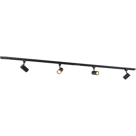 QAZQA jeana - Système de rail spot luminaire plafond, plafonnier compatible pour led - 4 lumière - L 194 cm - Noir - Moderne - éclairage intérieur - Salon I Chambre I Cuisine I Salle à manger