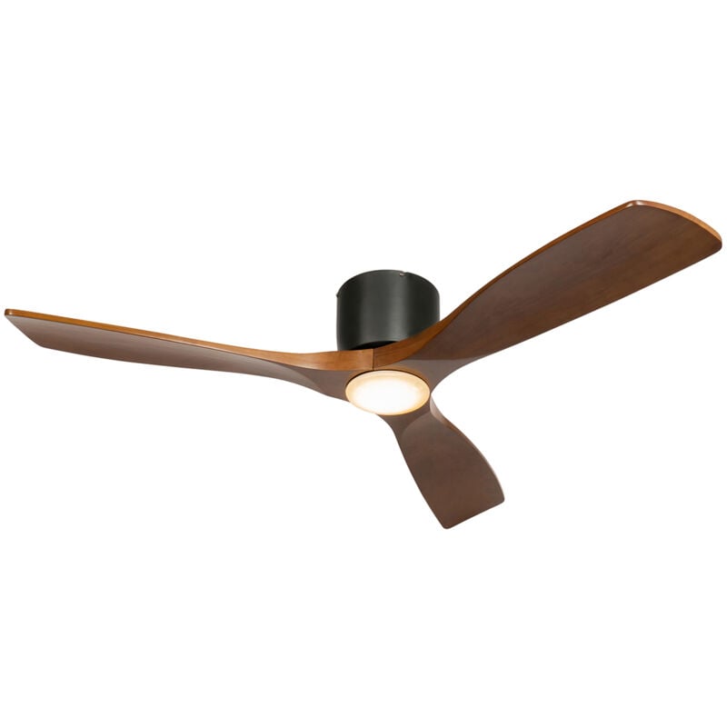 Qazqa - jerri - led Dimmable Ventilateur de plafond variateur inclus - 1 lumière - ø 131.5 cm - Marron - Moderne - éclairage intérieur - Salon i