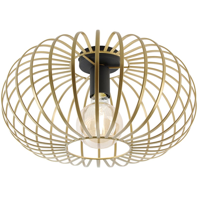 Qazqa - johanna - led Dimmable Plafonnier variateur inclus - 1 lumière - ø 39 cm - Doré - Design - éclairage intérieur - Salon i Chambre i Cuisine i