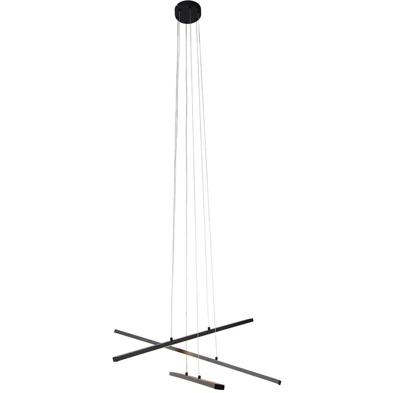Jolanta - led Suspension - 3 lumière - ø 80 cm - Noir - Moderne - éclairage intérieur - Salon i Chambre i Cuisine i Salle à manger - Qazqa