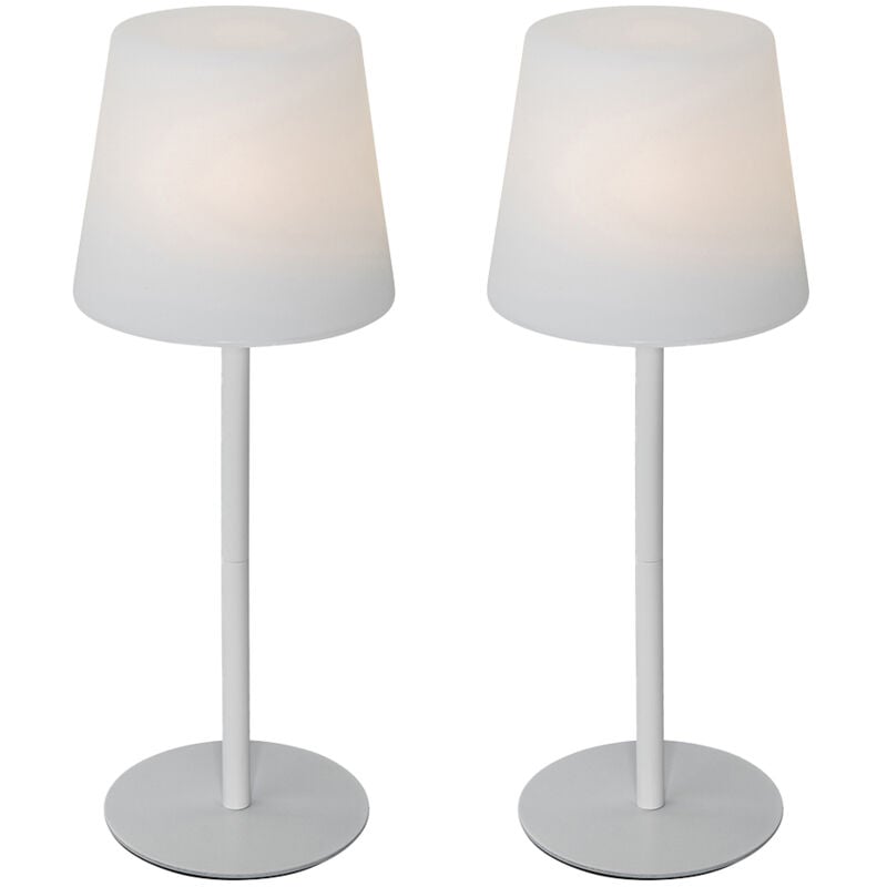 Qazqa - jude - led Dimmable Lampe de Table sans fil rechargeable usb variateur inclus - 2 pièces - ø 15 cm - Blanc - Moderne - éclairage extérieur