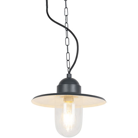 QAZQA kansas - Suspension - 1 lumière - H 900 mm - Gris foncé - Rustique - éclairage extérieur