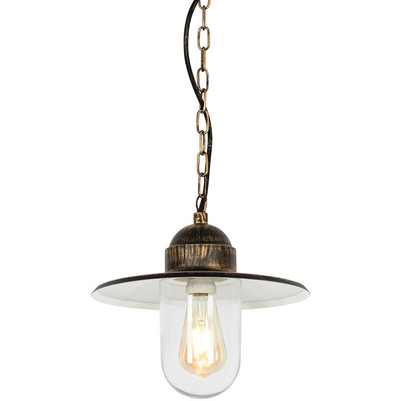 Kansas - Suspension - 1 lumière - ø 29.4 cm - Noir et Or - Rustique - éclairage extérieur - Qazqa