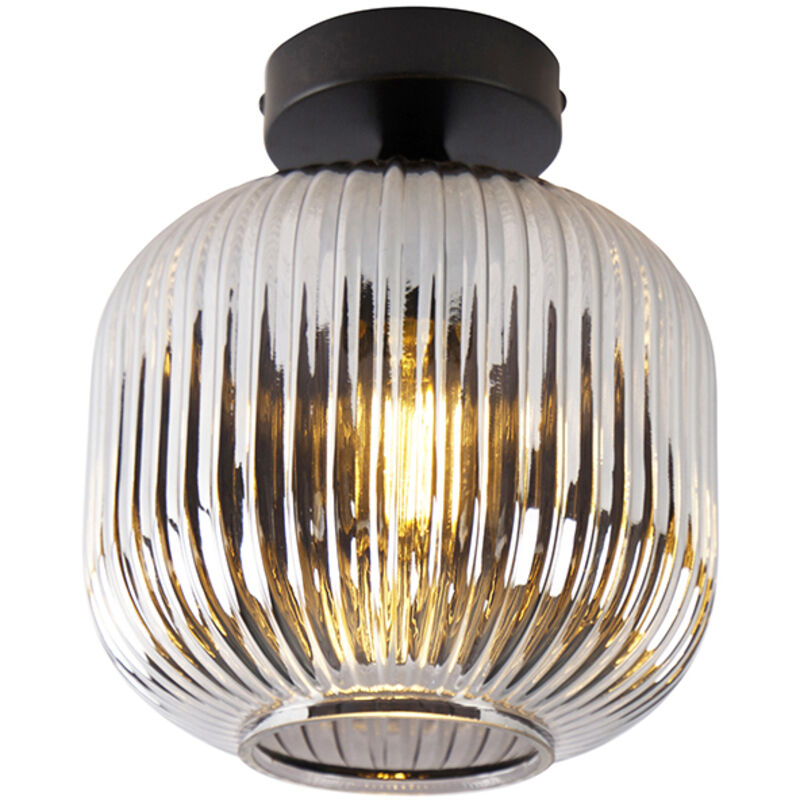Karel - led Dimmable Plafonnier variateur inclus - 1 lumière - ø 20 cm - Noir - Art Deco - éclairage intérieur - Salon i Chambre i Cuisine i Salle à