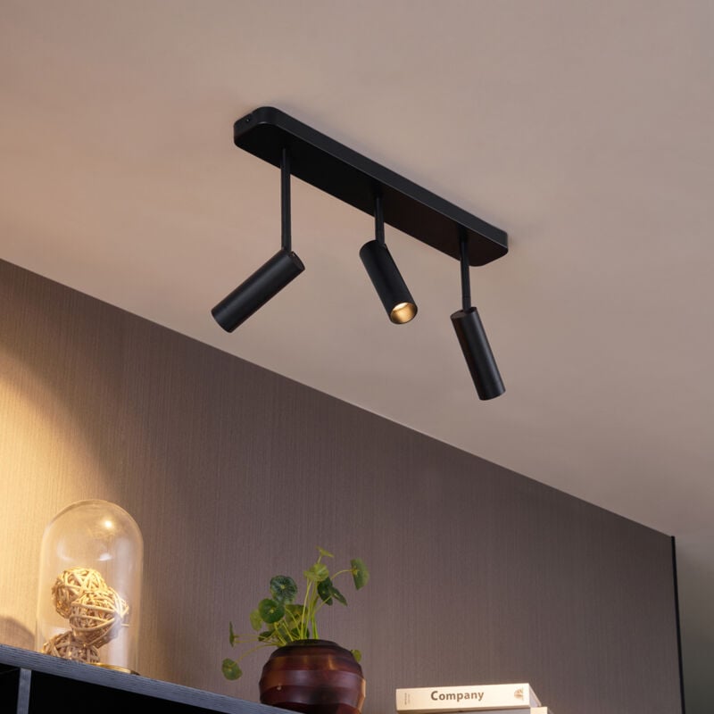 QAZQA kate - Spot plafond, plafonnier - 3 lumière - L 50 cm - Noir - Moderne - éclairage intérieur - Salon I Chambre I Cuisine I Salle à manger
