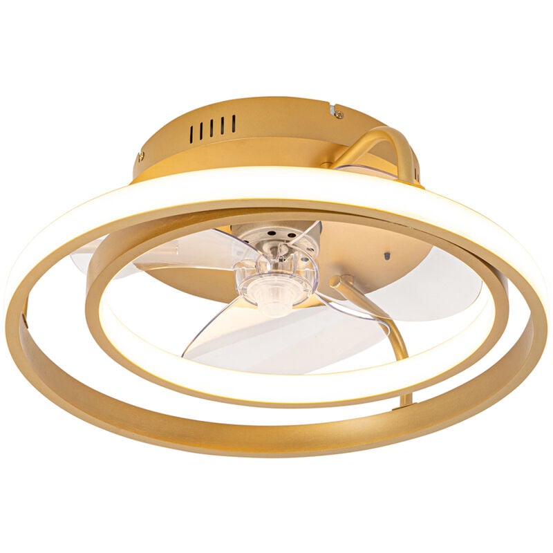 QAZQA kees - LED Dimmable Ventilateur de plafond variateur inclus - 1 lumière - Ø 46.5 cm - Doré - Design - éclairage intérieur - Salon I Chambre I
