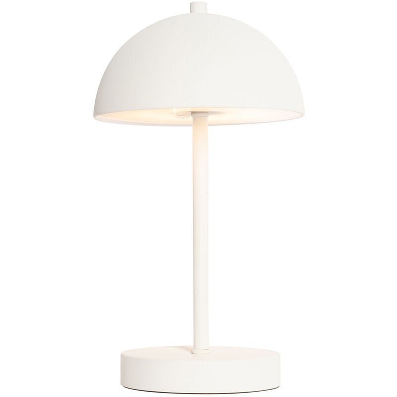 Qazqa - keira - led Dimmable Lampe de Table sans fil rechargeable usb variateur inclus - 1 lumière - ø 16 cm - Blanc - Moderne - éclairage extérieur