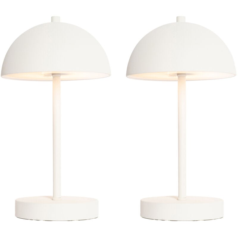 Qazqa - keira - led Dimmable Lampe de Table sans fil rechargeable usb variateur inclus - 2 pièces - ø 16 cm - Blanc - Moderne - éclairage extérieur