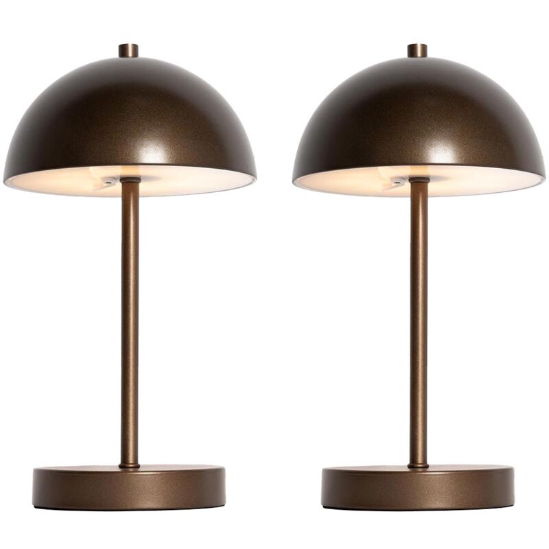 Qazqa - keira - led Dimmable Lampe de Table sans fil rechargeable usb variateur inclus - 2 pièces - ø 16 cm - Bronze - Moderne - éclairage extérieur