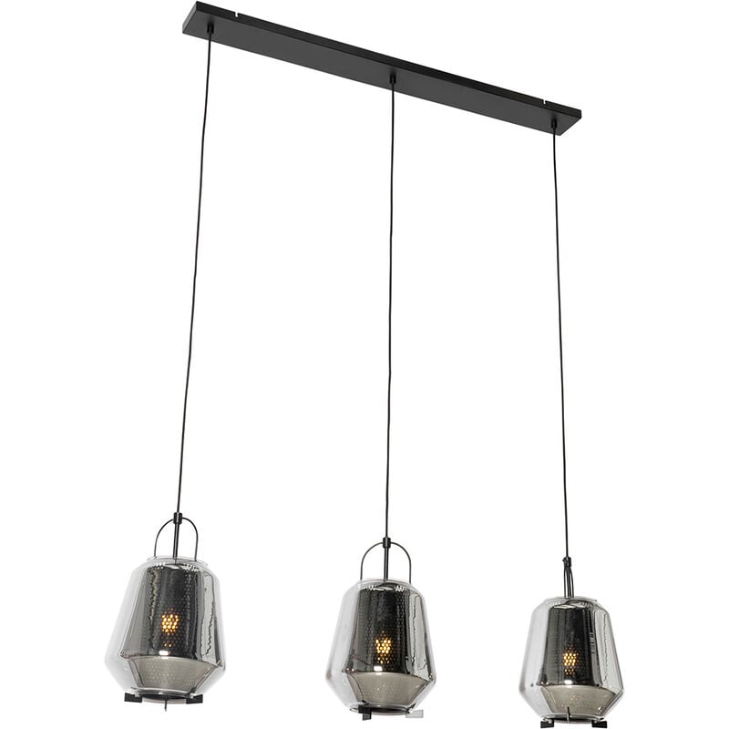 Qazqa - kevin - Suspension multiples - 3 lumière - l 120 cm - Gris - Art Deco - éclairage intérieur - Salon i Chambre i Cuisine i Salle à manger