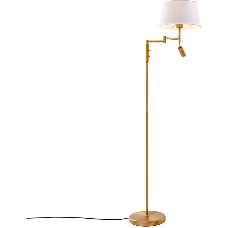 Qazqa - ladas - Lampadaire avec lampe de lecture - 1 lumière - h 154 cm - Bronze - Rétro, Classique/Antique - éclairage intérieur - Salon i Chambre i