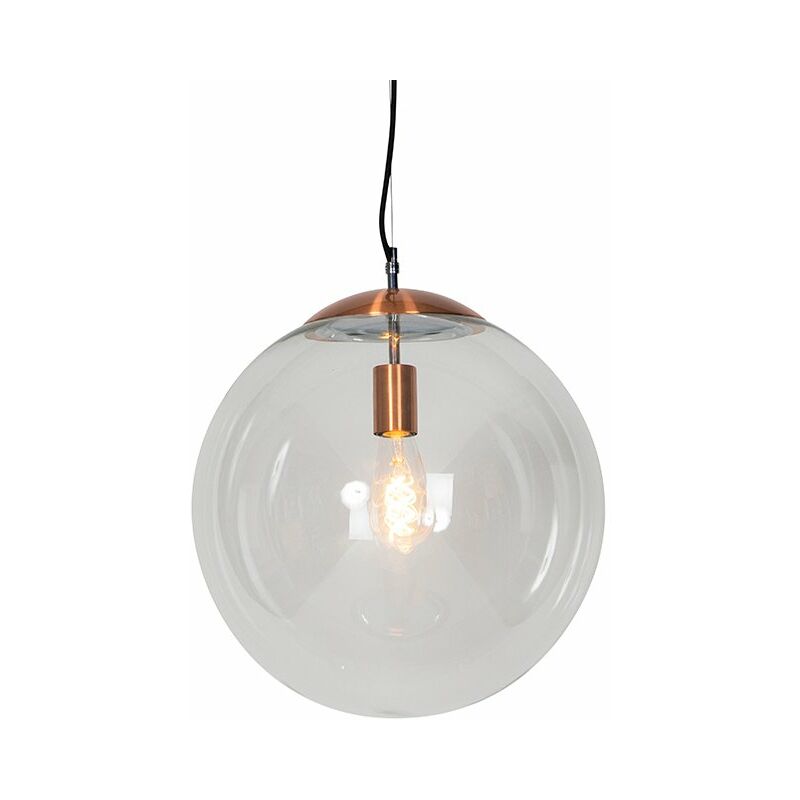 Image of Lampada a sospensione ball - Moderno - Vetro,Acciaio - Trasparente/Rame - Sfera Max. 1 x Watt - Rame - Qazqa