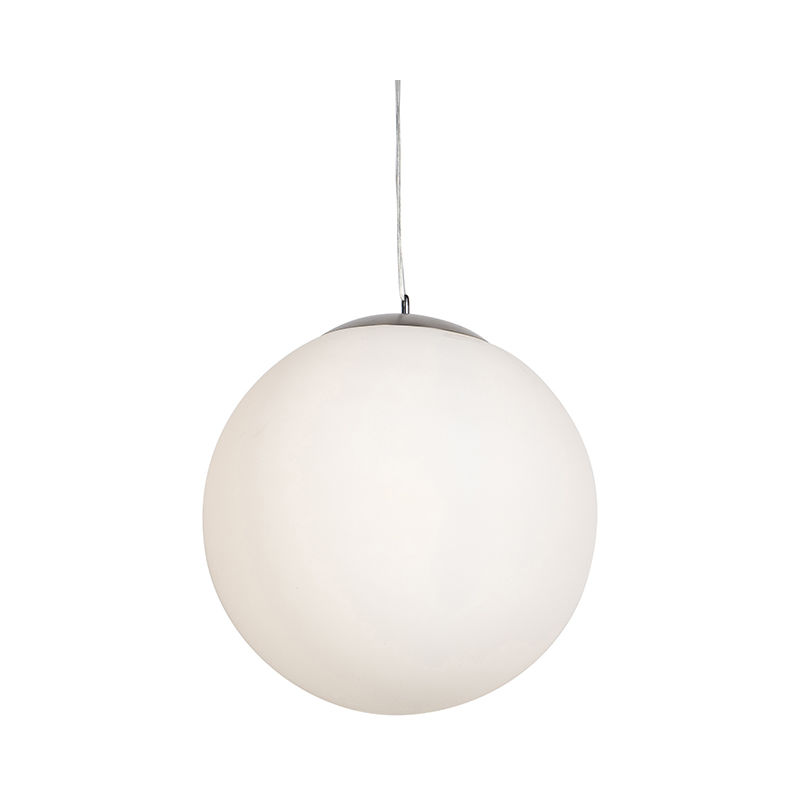 Image of Lampada a sospensione ball hl - Moderno - Vetro,Acciaio - Bianco/Acciaio - Tondo/Sfera Max. 1 x Watt - Qazqa