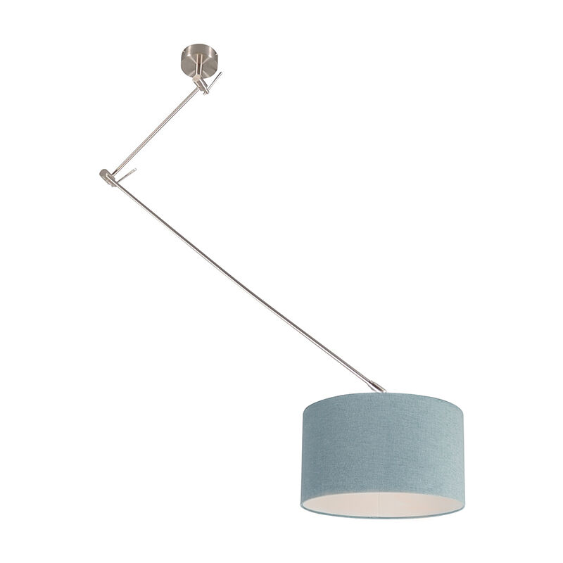 Image of Lampada a sospensione regolabile in altezza blitz - Moderno - Tessuto,Acciaio - Acciaio/Giallo - Tondo Max. 1 x Watt - Blu - Qazqa