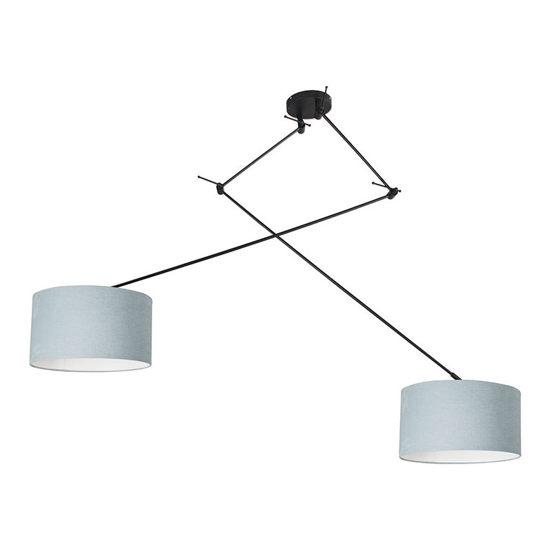 Image of Lampada a sospensione blitz - Moderno - Tessuto,Acciaio - Acciaio/Blu - Tondo Max. 2 x Watt - Blu - Qazqa