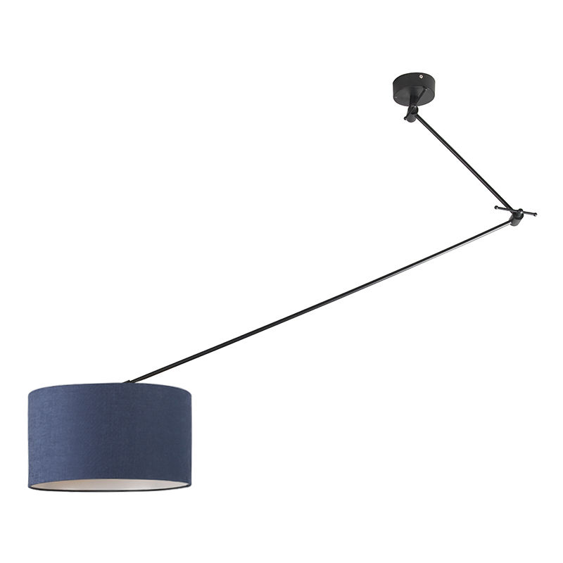 Image of Lampada a sospensione blitz - Moderno - Tessuto,Acciaio - Nero/Blu - Tondo Max. 1 x Watt - Blu - Qazqa
