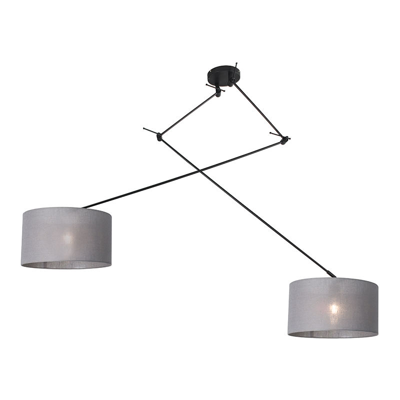 Image of Lampada a sospensione blitz - Moderno - Tessuto,Acciaio - Nero/Grigio - Tondo Max. 2 x Watt - Grigio - Qazqa