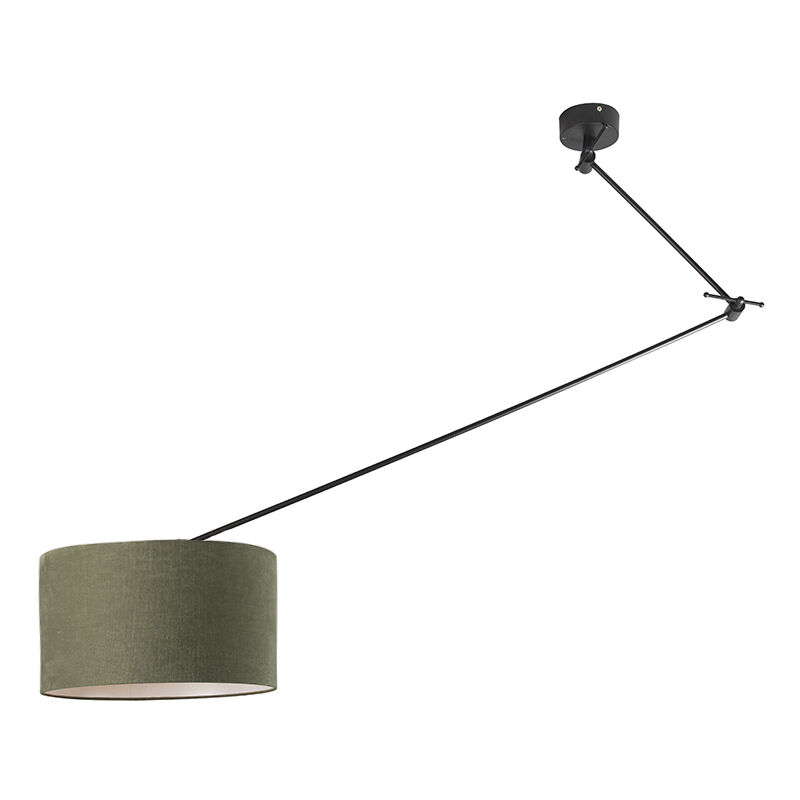 Image of Lampada a sospensione blitz - Moderno - Tessuto,Acciaio - Nero/Verde - Tondo Max. 1 x Watt - Verde - Qazqa