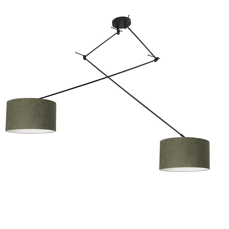 Image of Lampada a sospensione blitz - Moderno - Tessuto,Acciaio - Nero/Verde - Tondo Max. 2 x Watt - Verde - Qazqa