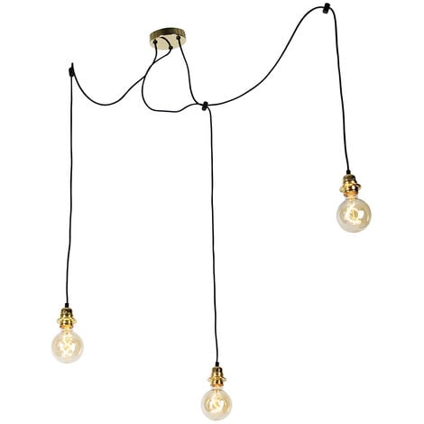 QAZQA Lampada a sospensione cava luxe - Moderno - Acciaio - Oro - Tondo/Oblungo Max. 3 x Watt