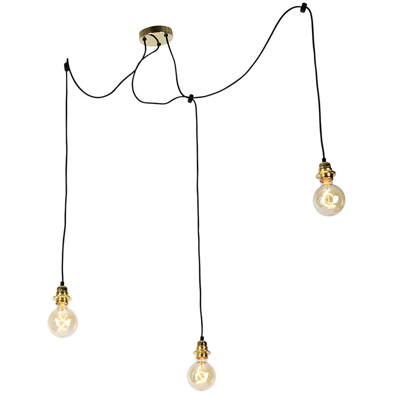 Image of Lampada a sospensione cava luxe - Moderno - Acciaio - Oro - Tondo/Oblungo Max. 3 x Watt - Oro/Ottone - Qazqa