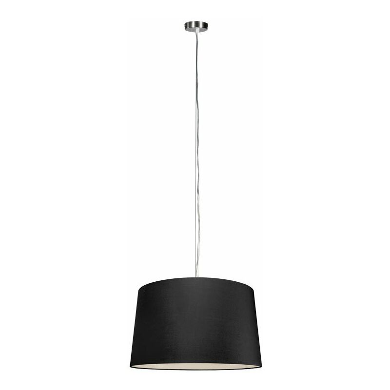 QAZQA Lampada a sospensione con paralume cappo - Design - Tessuto,Acciaio - Nero/Acciaio - Tondo Max. 1 x Watt