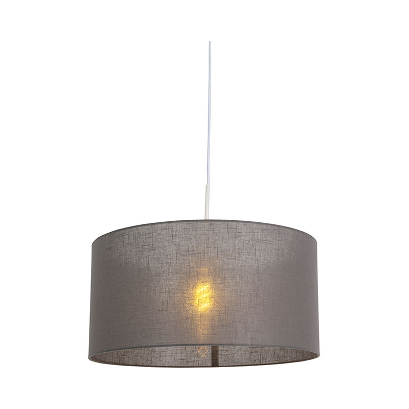 Image of Lampada a sospensione con paralume combi - Moderno - Plastico,Acciaio - Bianco/Grigio scuro - Tondo Max. 1 x Watt - Grigio scuro - Qazqa