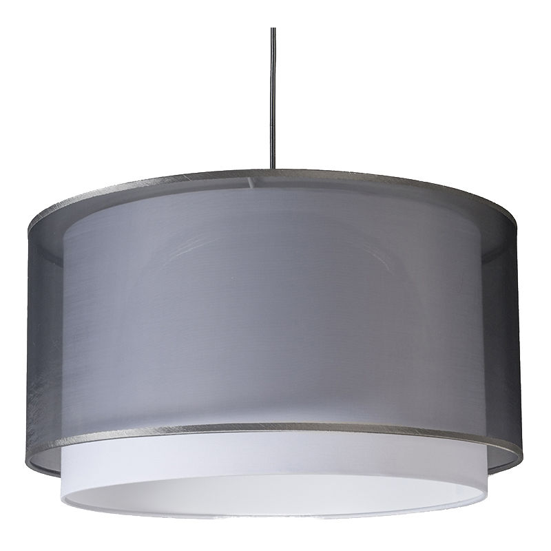 Image of Lampada a sospensione con paralume hanglamp - Moderno - Plastico,Tessuto - Nero - Tondo Max. 1 x Watt - Grigio - Qazqa