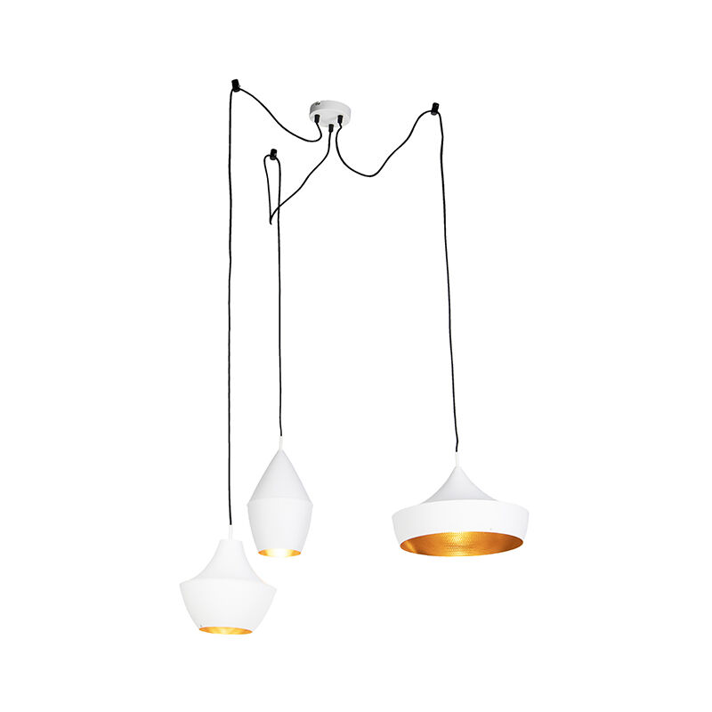 Image of Lampada a sospensione depeche - Moderno - Alluminio - Oro/Bianco - Sfera/Ovale/Tondo Max. 3 x Watt - Bianco - Qazqa