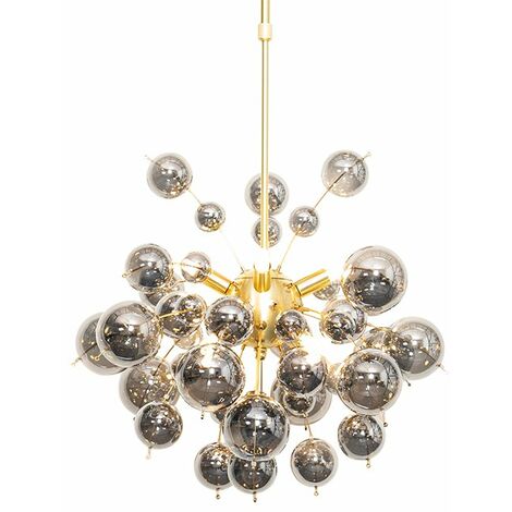 QAZQA Lampada a sospensione explode - Art déco - Acciaio,Vetro - Oro/Ottone/Grigio - Tondo Max. 8 x Watt