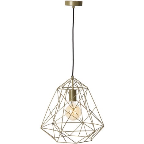 QAZQA Lampada a sospensione framework - Moderno - Acciaio - Oro/Oro/Ottone - Tondo Max. 1 x Watt