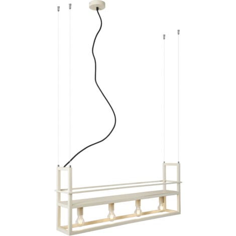 QAZQA Lampada a sospensione grande cage rack - Industriale - Acciaio - Beige - Allungato Max. 4 x Watt