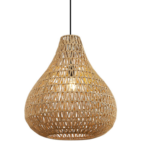 QAZQA Lampada a sospensione lina - Scandinavo - Metallo,Corda - Marrone/Nero - Tondo Max. 1 x Watt