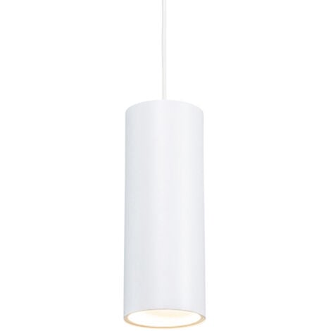 QAZQA Lampada a sospensione minimalista tubo - Design - Alluminio - Bianco - Cilindro Max. 1 x Watt