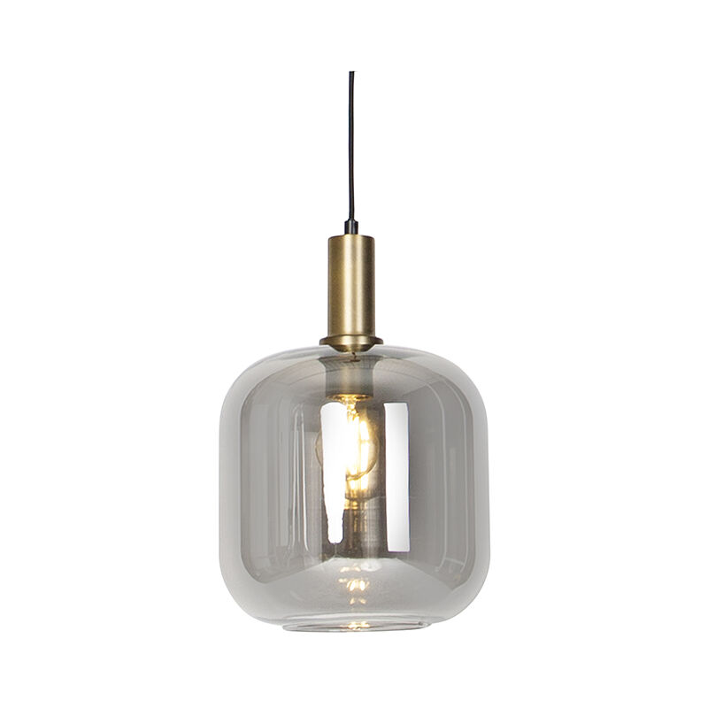 Image of Lampada a sospensione zuzanna - Design - Vetro,Acciaio - Nero/Oro/Grigio - Tondo Max. 1 x Watt - Grigio - Qazqa