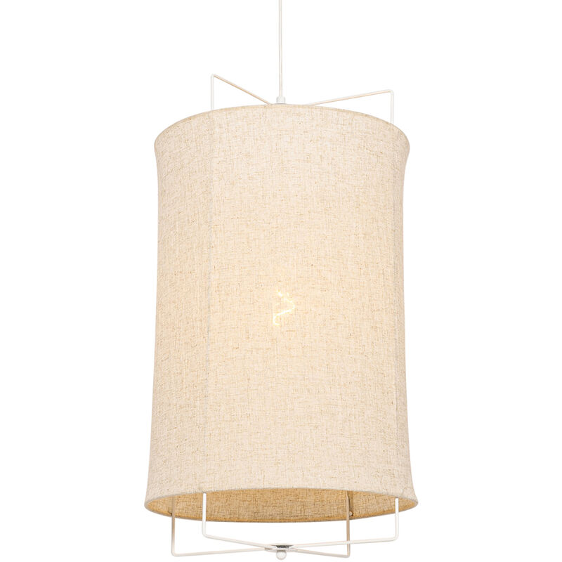 Image of Lampada a sospensione rich - Design - Acciaio,Tessuto - Beige - Cilindro Max. 1 x Watt - Beige - Qazqa