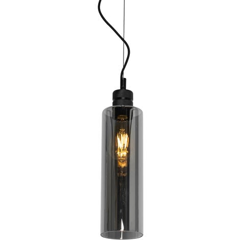 QAZQA Lampada a sospensione stavelot - Moderno - Vetro,Acciaio - Nero/Grigio - Oblungo Max. 1 x Watt