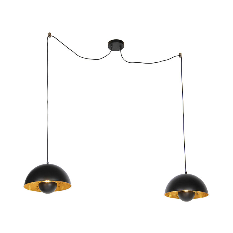 Image of Lampada a sospensione tavolo soggiorno magna yeyang - Industriale - Acciaio - Nero - Oblungo/Tondo Max. 2 x Watt - Nero - Qazqa