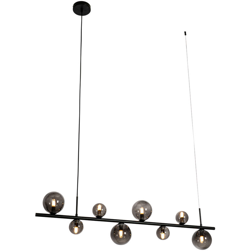 Image of QAZQA Lampada a sospensione tavolo soggiorno monaco - Design - Acciaio - Grigio/Nero - Oblungo Max. 8 x Watt - Grigio