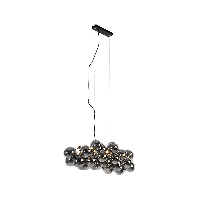 Image of Lampada a sospensione tavolo soggiorno uvas - Design - Vetro,Acciaio - Nero - Oblungo Max. 8 x Watt - Nero - Qazqa