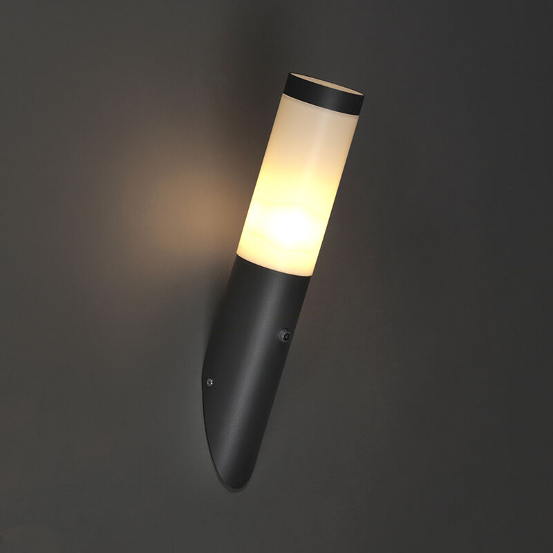 Image of Lampada da esterno con sensore di movimento Rox - Moderno - Acciaio inossidabile - Grigio scuro - Tondo Max. 1 x Watt - Grigio scuro - Qazqa
