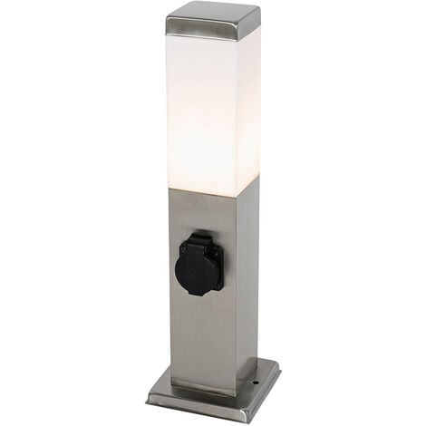 QAZQA Lampada da esterno con spina malios - Moderno - Plastico,Acciaio inossidabile - Acciaio/Bianco/Nero - Allungato Max. 1 x Watt