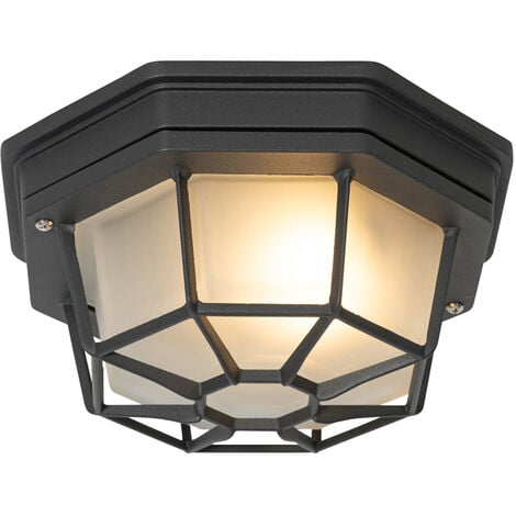 QAZQA Lampada da soffitto bri - rustico - Alluminio,Vetro - Grigio scuro - Tondo Max. 1 x Watt
