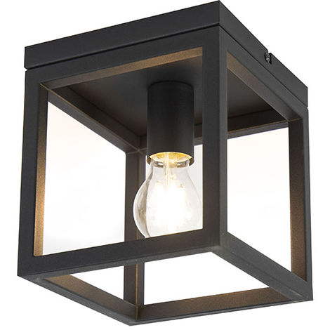 QAZQA + Lampada da soffitto cage - Industriale - Acciaio - Nero - Quadrato Max. 1 x Watt