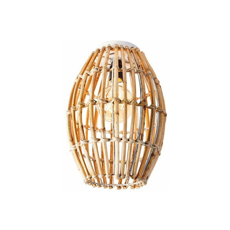 Image of Lampada da soffitto capsulecanna - rustico - Bamboo,Acciaio - Legno - Ovale Max. 1 x Watt - Legno - Qazqa