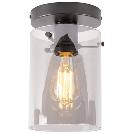 QAZQA Lampada da soffitto dome - Moderno - Vetro,Acciaio - Nero - E27 Max. 1 x 7 Watt